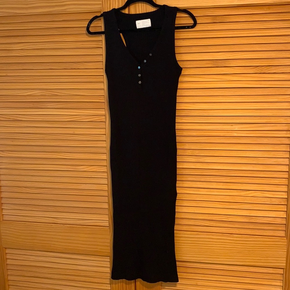 NWOT Banana Republic Ribbed Black MIDI Dress